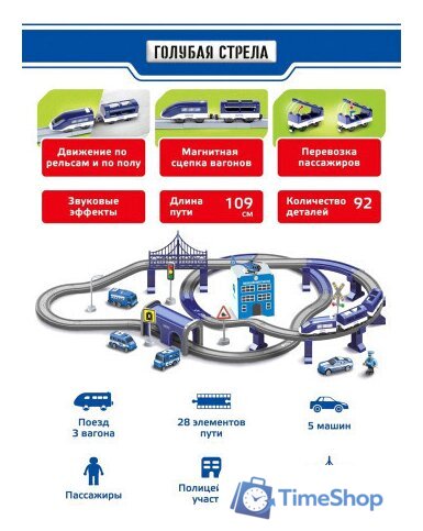 Набор железной дороги Голубая стрела Скоростной поезд Полицейский участок 95028 - Изображение №2 — Интернет-магазин Time-Shop