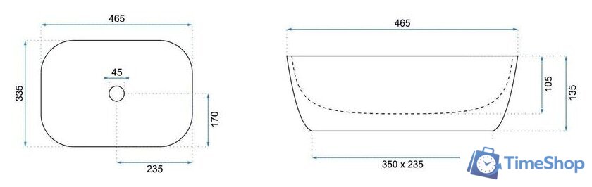 Умывальник Rea Belinda (черный мрамор матовый) - Изображение №6 — Интернет-магазин Time-Shop