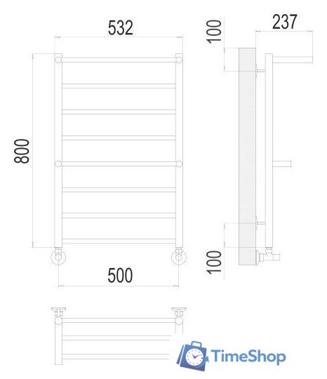 Полотенцесушитель TERMINUS Анкона П8 500х800 нп - Изображение №2 — Интернет-магазин Time-Shop