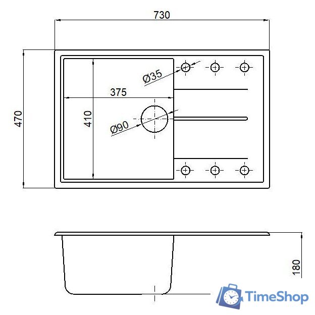 Кухонная мойка Marblan Magnum R (гранит, с сифоном) - Изображение №6 — Интернет-магазин Time-Shop