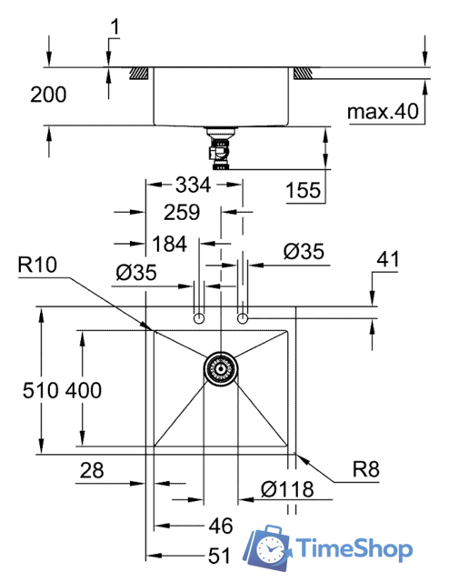 Кухонная мойка Grohe K800 60-S 51,8/51 1.0 31583SD1 - Изображение №3 — Интернет-магазин Time-Shop