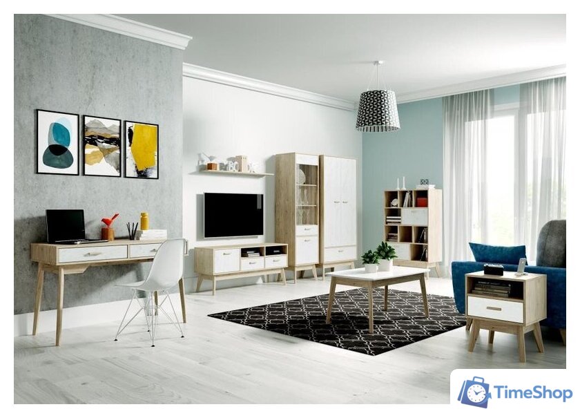 Стол Мебельград Калгари (дуб натуральный светлый/белый матовый) - Изображение №2 — Интернет-магазин Time-Shop