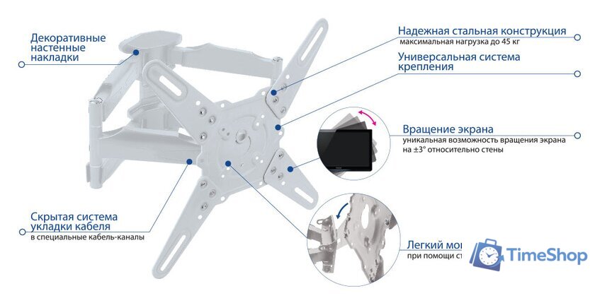 Кронштейн для телевизора Kromax ATLANTIS-45 (белый) - Изображение №3 — Интернет-магазин Time-Shop