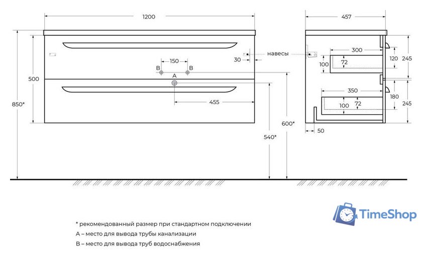  Cezares Тумба под умывальник ECO-CER-N-1200-2C-SO-BL-R - Изображение №11 — Интернет-магазин Time-Shop