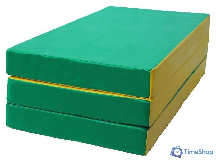 Cпортивный мат КМС №4 складной 150x100x10 (зеленый/желтый) - Изображение №1 — Интернет-магазин Time-Shop