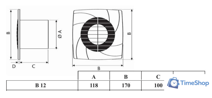 Осевой вентилятор CATA B-12 Plus - Изображение №4 — Интернет-магазин Time-Shop
