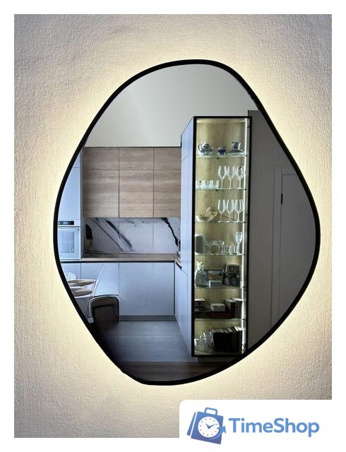 Зеркало EMZE Led с подсветкой и УФ-окантовкой 76x92 LED.UV.NF.76.92.CHE.4K (черный) - Изображение №2 — Интернет-магазин Time-Shop