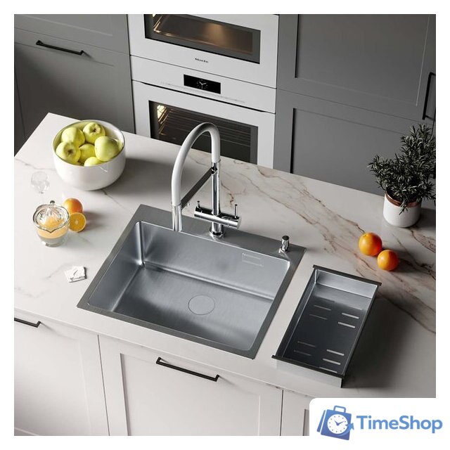 Кухонная мойка Roxen Simple 560220-55 сатин (с коландером и дозатором) - Изображение №2 — Интернет-магазин Time-Shop
