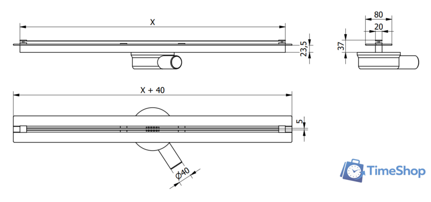 Трап/канал Mexen Flat 360 Super Slim Black 1751050 - Изображение №6 — Интернет-магазин Time-Shop