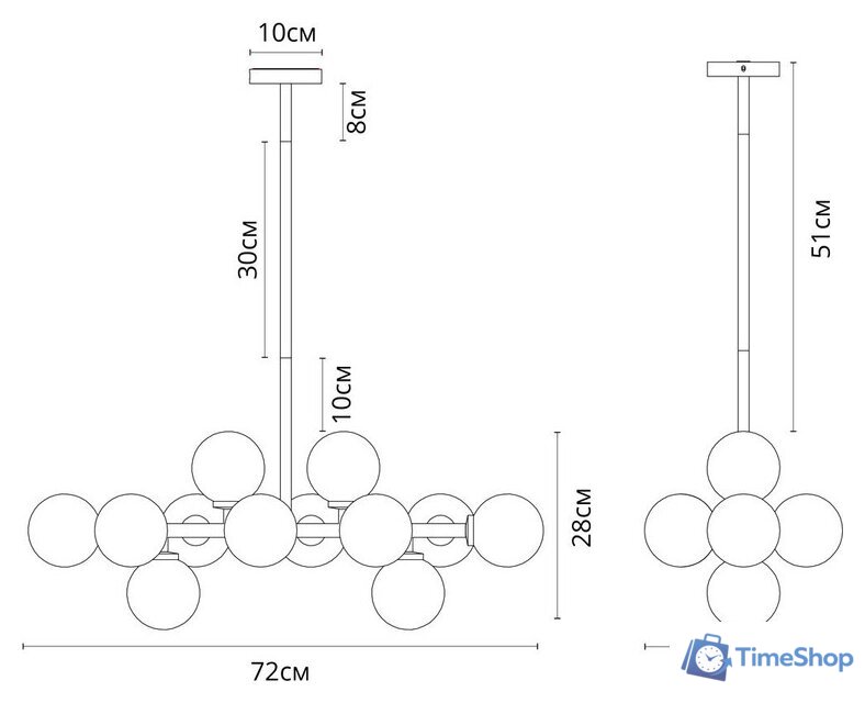 Люстра средней высоты Arte Lamp Bolla-piccolo A3988SP-12AB - Изображение №4 — Интернет-магазин Time-Shop