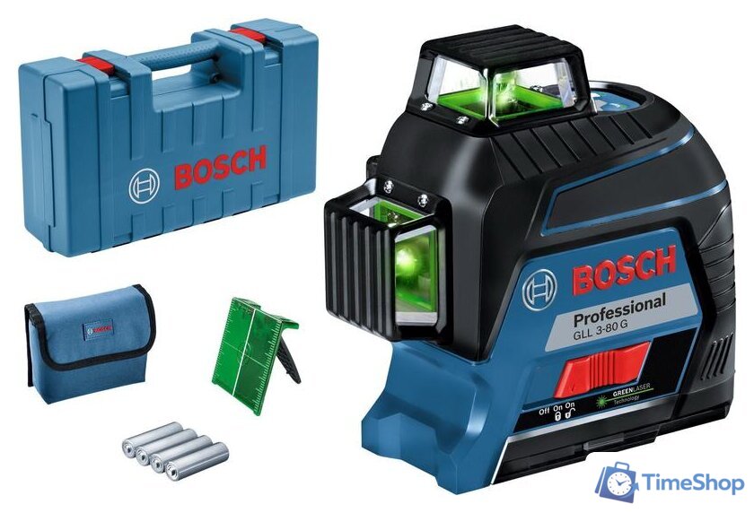 Лазерный нивелир Bosch GLL 3-80 G Professional 0601063Y00 (кейс, лазерная мишень) - Изображение №1 — Интернет-магазин Time-Shop