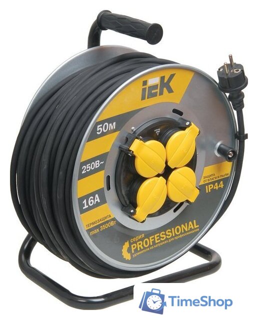 Удлинитель на катушке IEK УК50 WKP17-16-04-50-44 (50 м, черный) - Изображение №1 — Интернет-магазин Time-Shop