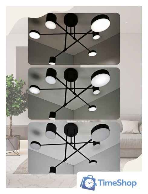 Люстра средней высоты Mirastyle Диод XL-21015/3+3 BK - Изображение №6 — Интернет-магазин Time-Shop