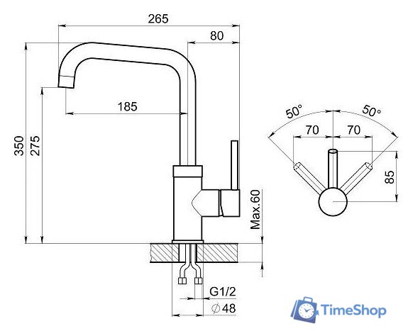Смеситель Granula GR-0041 (графит) - Изображение №3 — Интернет-магазин Time-Shop