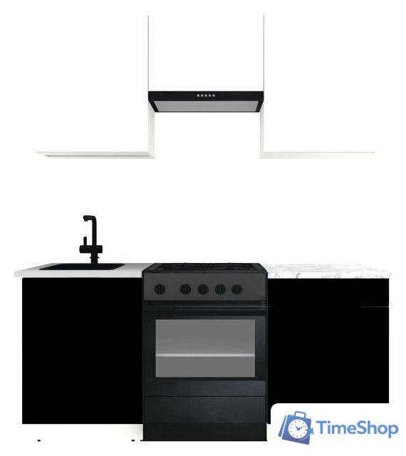 Готовая кухня ВерсоМебель Эко-1 1.7 (белый фасадный/черный/ст.мрамор итальянский) - Изображение №1 — Интернет-магазин Time-Shop