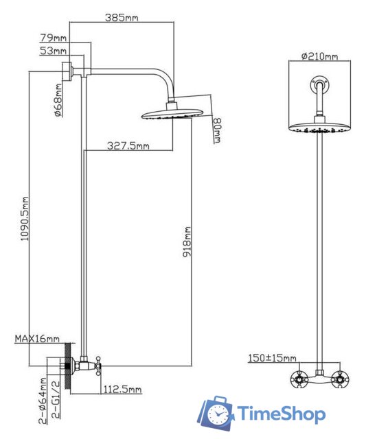 Душевая система  AV Engineering AVROL16-D33 - Изображение №2 — Интернет-магазин Time-Shop
