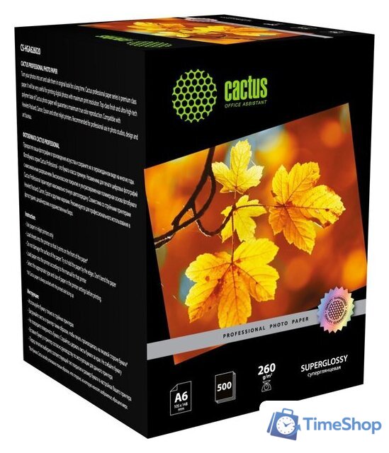 Фотобумага CACTUS суперглянцевая A6 260г/м2 500 л Prof CS-HGA6260500 - Изображение №1 — Интернет-магазин Time-Shop