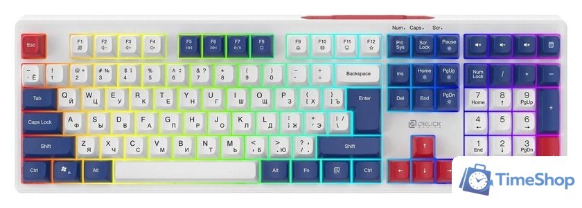 Клавиатура Оклик 725G (белый/красный) - Изображение №1 — Интернет-магазин Time-Shop