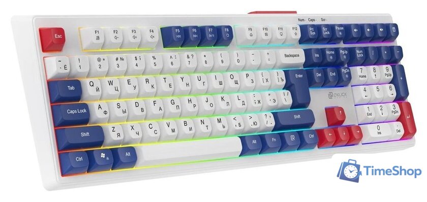 Клавиатура Оклик 725G (белый/красный) - Изображение №4 — Интернет-магазин Time-Shop