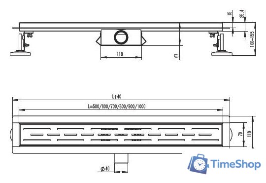 Трап/канал Raglo R652.70.05 - Изображение №2 — Интернет-магазин Time-Shop