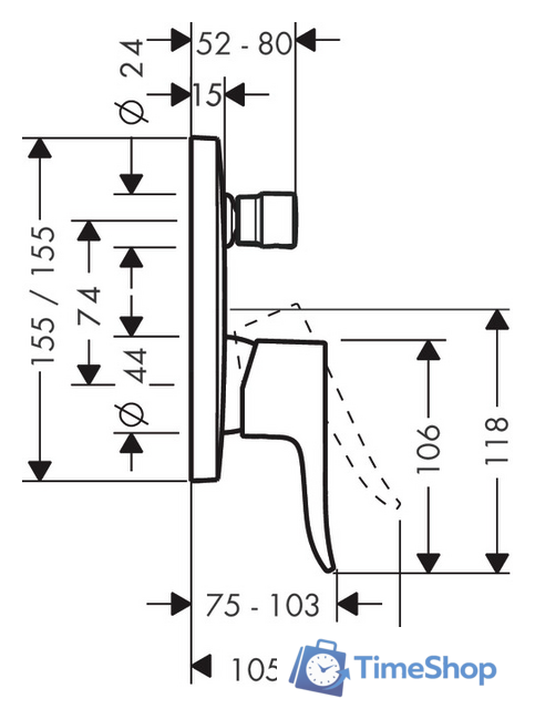 Смеситель без скрытого механизма Hansgrohe Metris 31454000 - Изображение №2 — Интернет-магазин Time-Shop