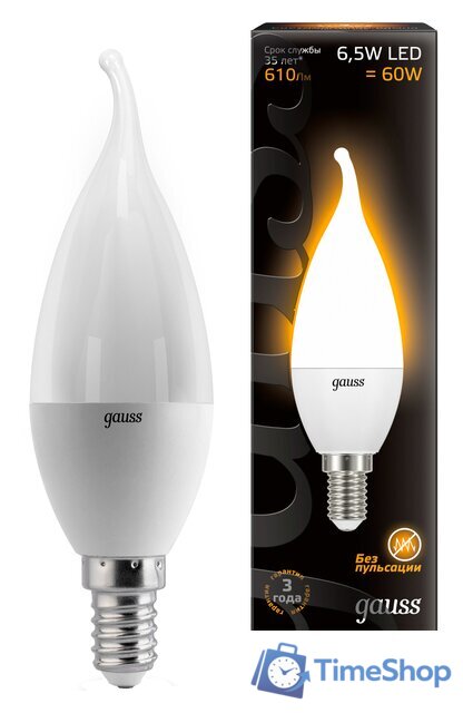 Светодиодная лампочка Gauss E14 6.5Вт 2700К [104101107] - Изображение №1 — Интернет-магазин Time-Shop