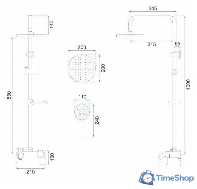 Душевая система  Rea Luis REA-P7006 (золотой) - Изображение №8 — Интернет-магазин Time-Shop