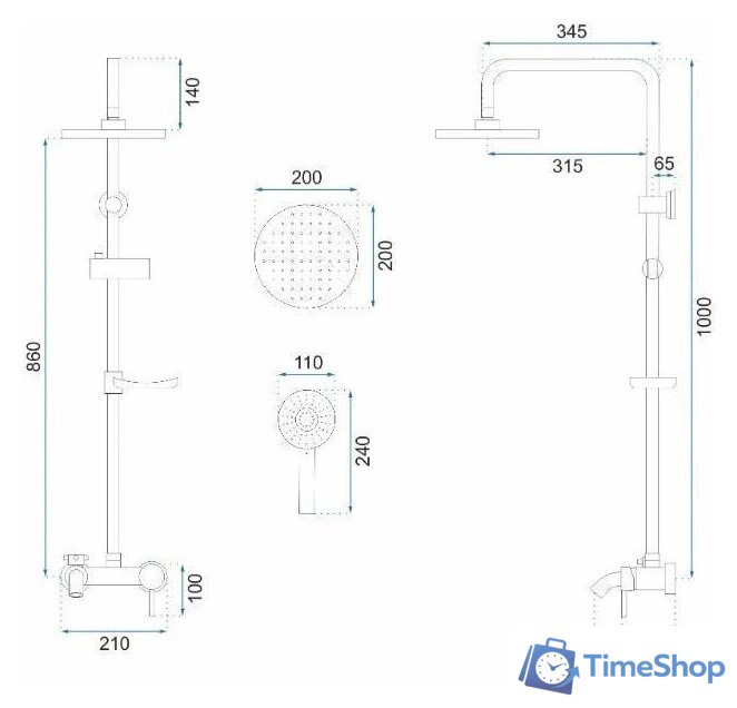 Душевая система  Rea Luis REA-P7006 (золотой) - Изображение №8 — Интернет-магазин Time-Shop