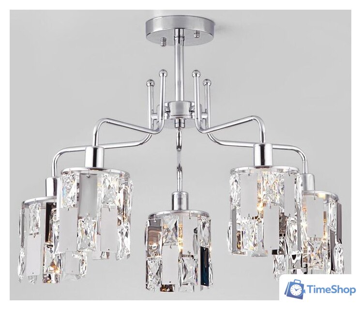 Припотолочная люстра Евросвет Scoppio 10101/5 (хром/прозрачный хрусталь) - Изображение №1 — Интернет-магазин Time-Shop