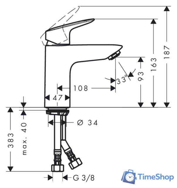 Смеситель Hansgrohe Logis 71101000 - Изображение №2 — Интернет-магазин Time-Shop
