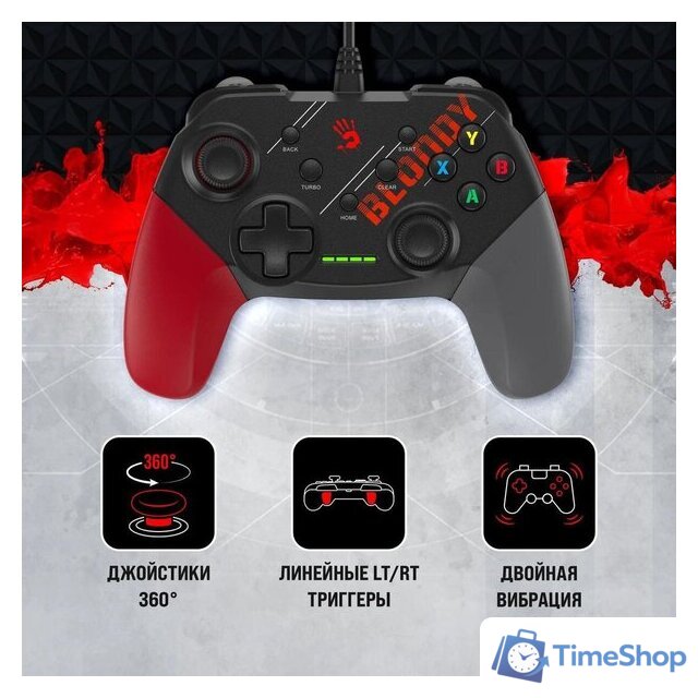 Геймпад A4Tech Bloody GP30 (черный/красный) - Изображение №2 — Интернет-магазин Time-Shop