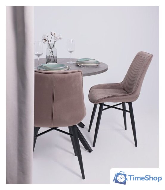 Стул AksHome Devis (бежевый велюр Bluvel 38/черный) - Изображение №2 — Интернет-магазин Time-Shop