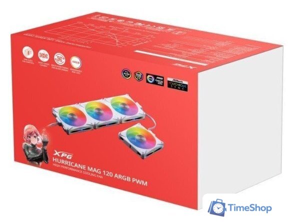 Комплект вентиляторов для корпуса с контроллером ADATA XPG Hurricane MAG 120 ARGB PWM (белый) - Изображение №6 — Интернет-магазин Time-Shop