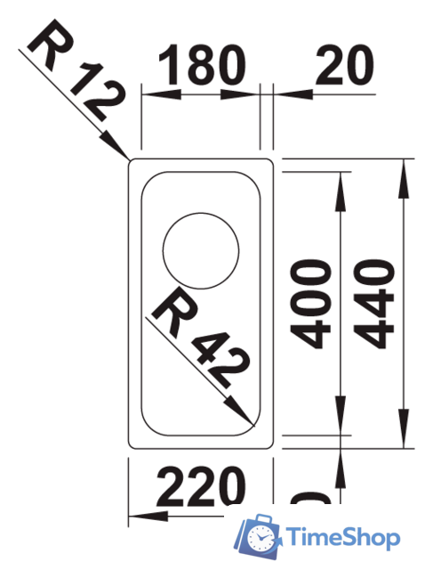 Кухонная мойка Blanco Solis 180-U 526113 (полированная) - Изображение №2 — Интернет-магазин Time-Shop