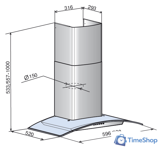 Кухонная вытяжка Elikor Аметист S4 60П-700-Э4Д (черный) - Изображение №2 — Интернет-магазин Time-Shop