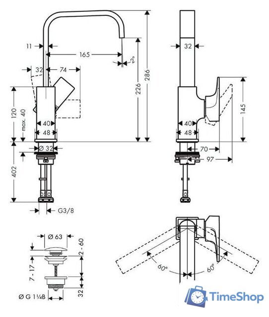 Смеситель Hansgrohe 32511700 - Изображение №3 — Интернет-магазин Time-Shop