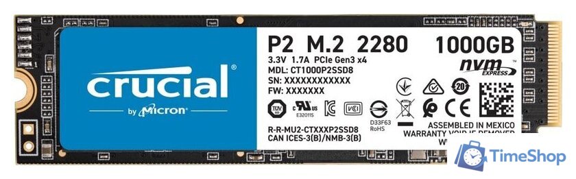 SSD Crucial P2 1TB CT1000P2SSD8 - Изображение №1 — Интернет-магазин Time-Shop