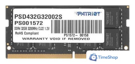 Оперативная память Patriot Signature Line 32GB DDR4 SODIMM PSD432G32002S - Изображение №1 — Интернет-магазин Time-Shop