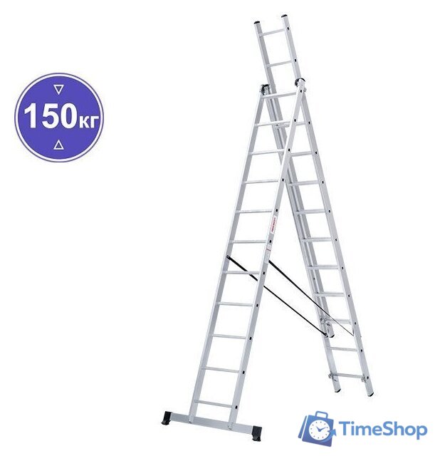 Лестница-стремянка Новая высота NV 123 алюминиевая трёхсекционная 3x11 ступеней - Изображение №1 — Интернет-магазин Time-Shop