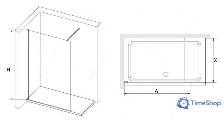 Душевая стенка RGW WA-010 351001013-11 130 (хром/прозрачное стекло) - Изображение №4 — Интернет-магазин Time-Shop