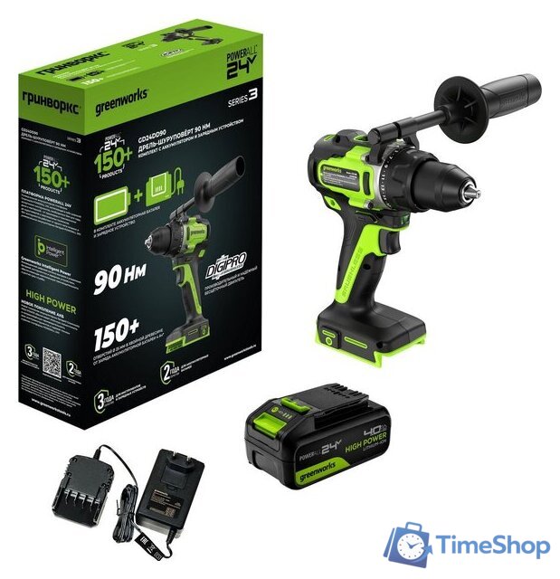 Дрель-шуруповерт Greenworks GD24DD90 3707507CUB (с 1-им АКБ) - Изображение №3 — Интернет-магазин Time-Shop