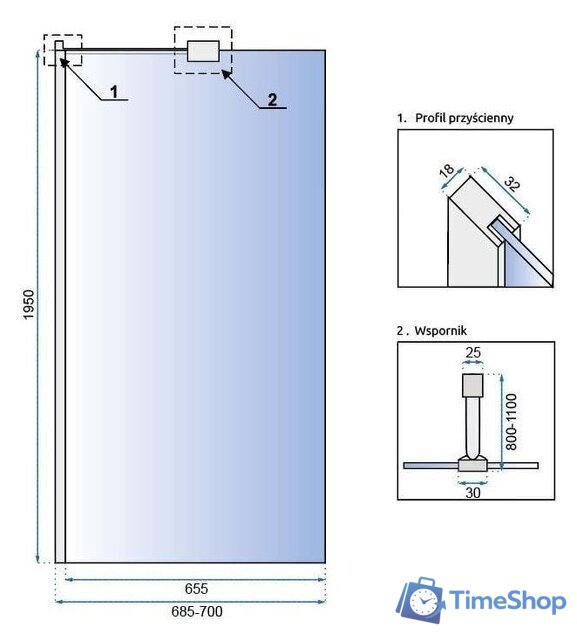 Душевая стенка Rea Aero N 70 (хром/прозрачное стекло) - Изображение №2 — Интернет-магазин Time-Shop