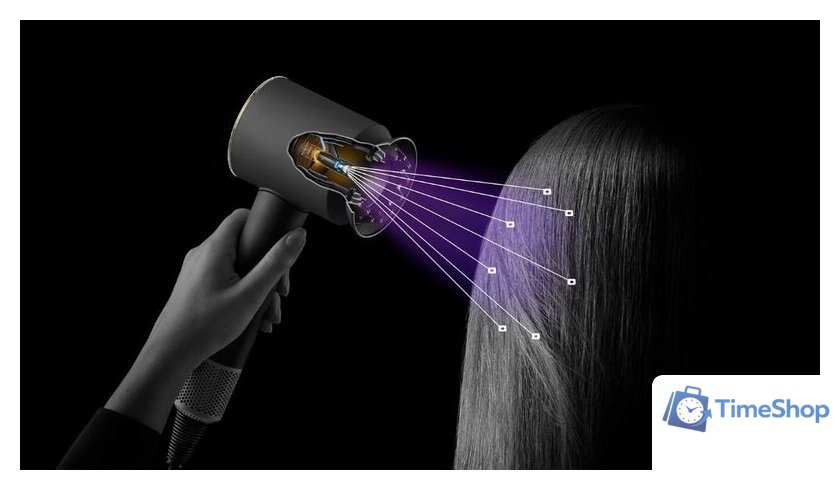 Фен Dyson HD16 Supersonic Nural Straight+Wavy (евровилка, керамический абрикосовый/топаз) - Изображение №5 — Интернет-магазин Time-Shop