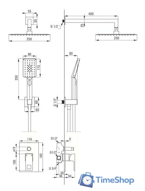 Душевая система  Deante Anemon NAC 09MP - Изображение №3 — Интернет-магазин Time-Shop