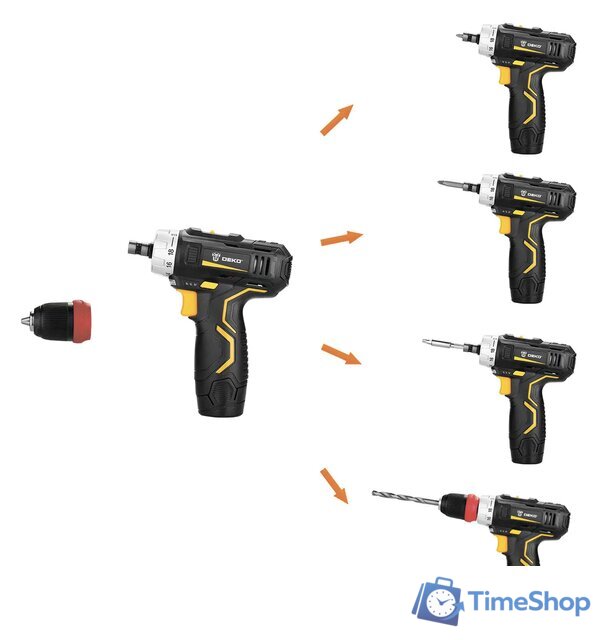 Ударная дрель-шуруповерт Deko GCD12DU3 SET4 063-4038 (с 2-мя АКБ, кейс, набор оснастки) - Изображение №8 — Интернет-магазин Time-Shop