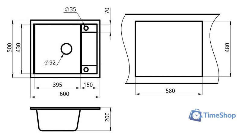 Кухонная мойка Granula GR-6002 (шварц) - Изображение №3 — Интернет-магазин Time-Shop