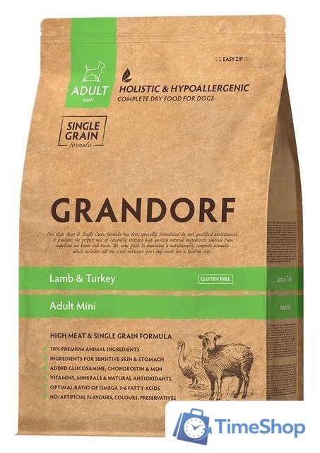 Сухой корм для собак Grandorf Dog Mini Breeds Lamb & Turkey (с ягненком и индейкой) 8 кг - Изображение №1 — Интернет-магазин Time-Shop