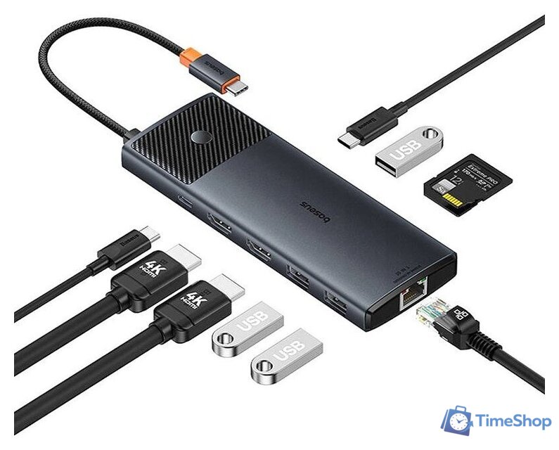 Док-станция Baseus Metal Gleam Series II 10-in1 USB Hub B00061800123-00 - Изображение №1 — Интернет-магазин Time-Shop
