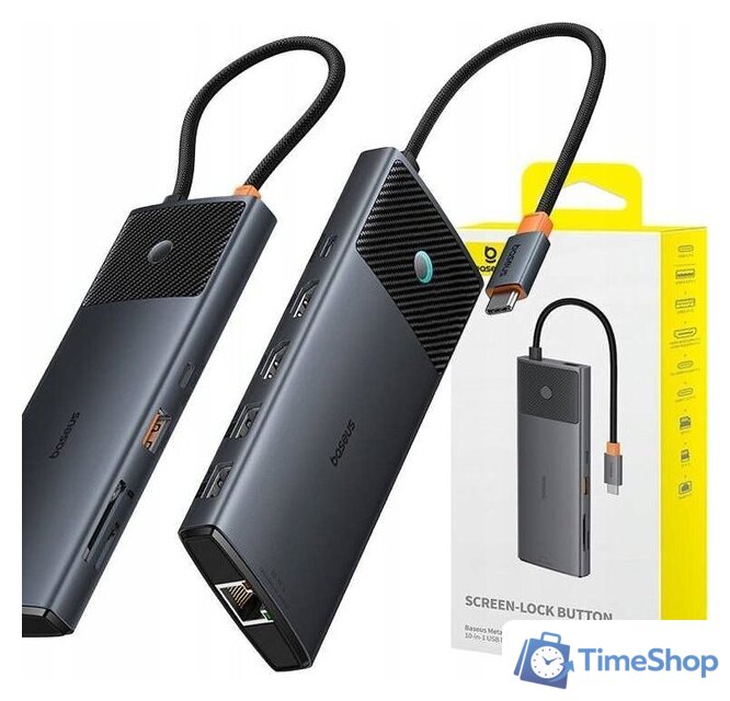 Док-станция Baseus Metal Gleam Series II 10-in1 USB Hub B00061800123-00 - Изображение №7 — Интернет-магазин Time-Shop