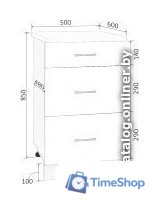 Шкаф напольный Кортекс-мебель Корнелия Лира НШ50р3ш (дуб сонома/королевский опал) - Изображение №5 — Интернет-магазин Time-Shop